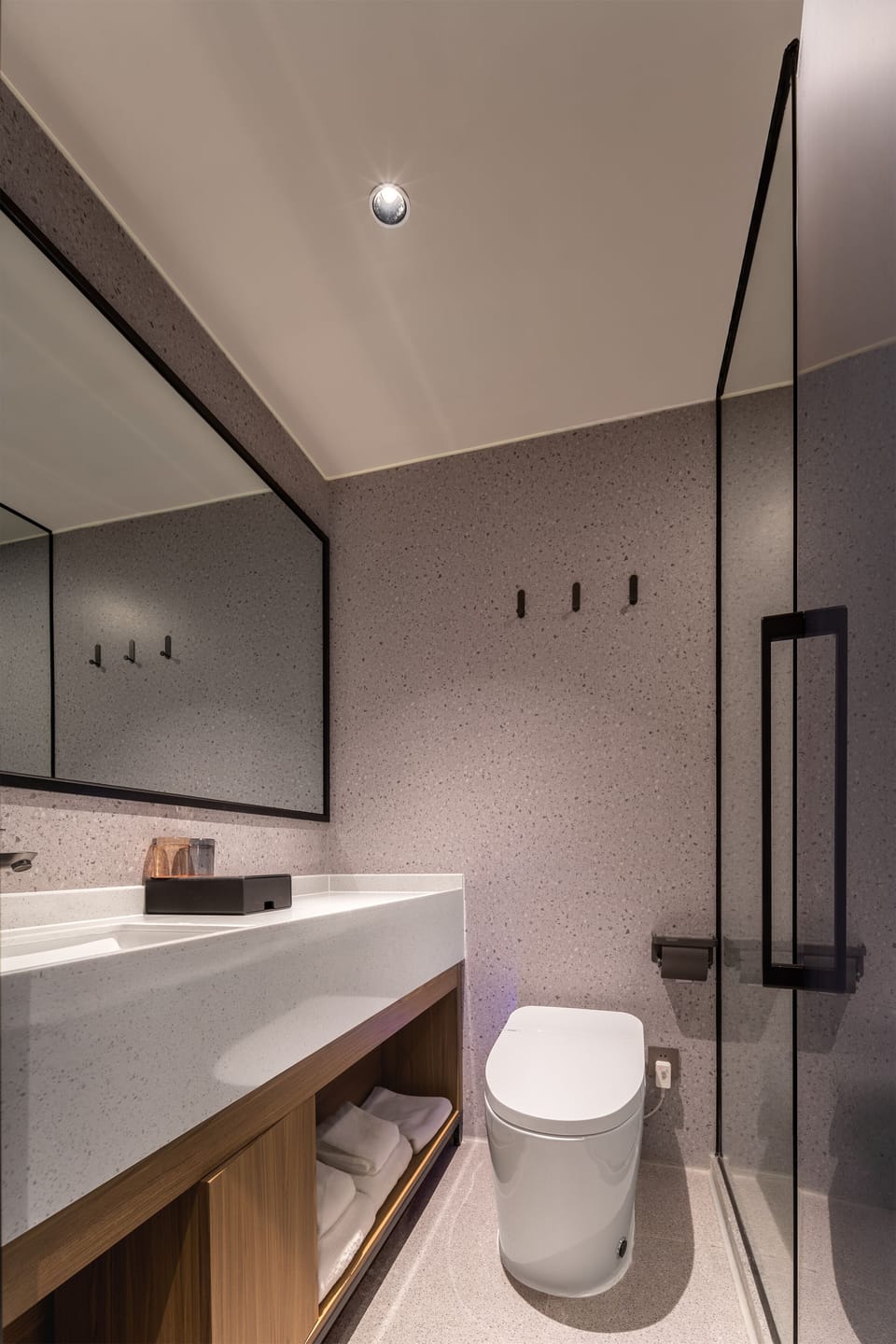 Shower, free toiletries, hair dryer, bathrobes
