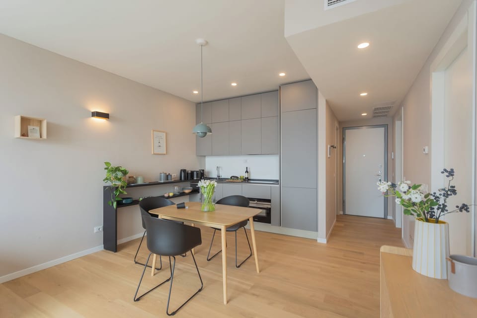Apartment (1 Bedroom) | Private kitchen | Oven, electric kettle, highchair