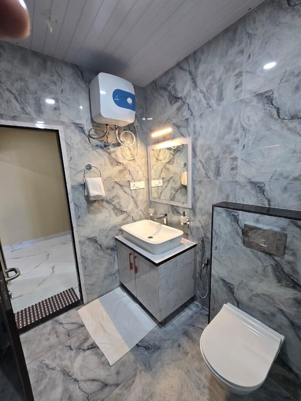 Slippers, towels, soap, shampoo