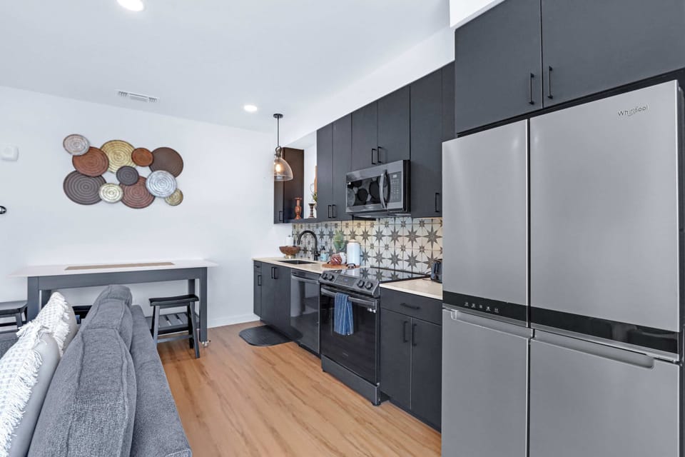 Condo, 1 Double Bed with Sofa bed, Balcony, City View (Hill Country Modern) | Private kitchen | Fridge, microwave, oven, stovetop