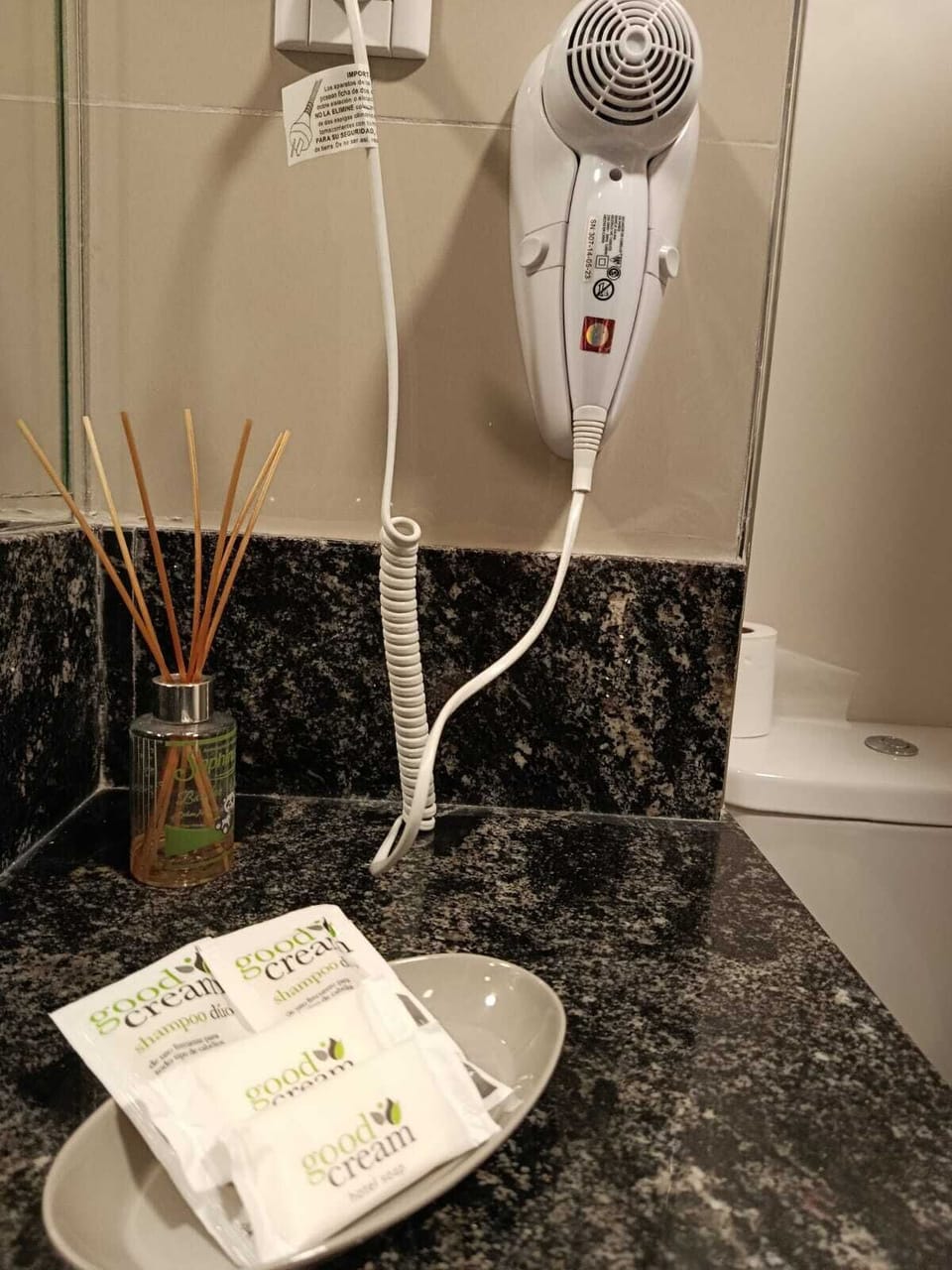 Rainfall showerhead, designer toiletries, hair dryer, bidet
