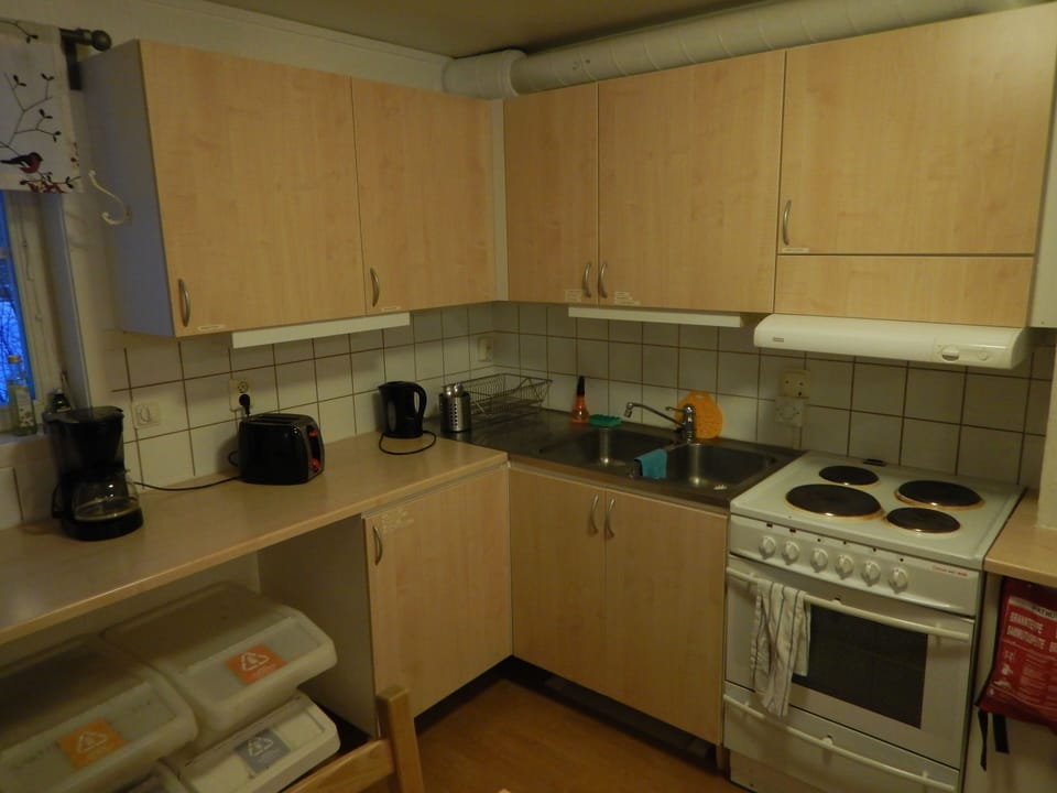 Full-size fridge, microwave, oven, stovetop