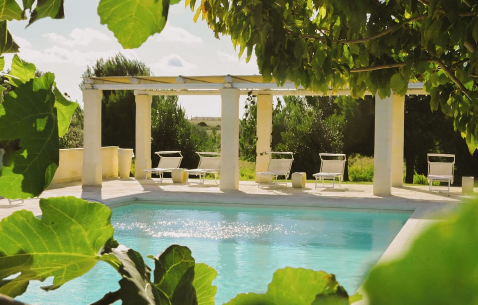 Seasonal outdoor pool, sun loungers