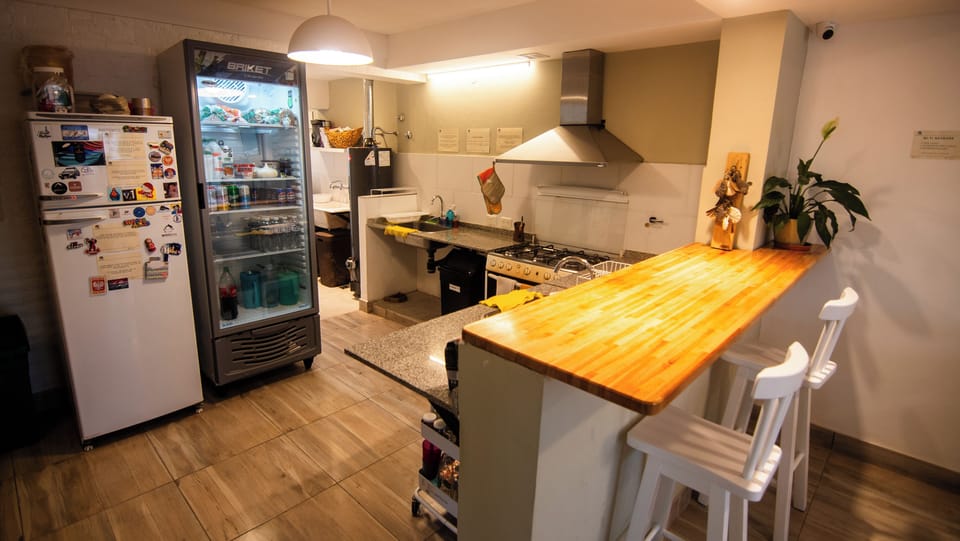 Fridge, microwave, oven, cookware/dishes/utensils