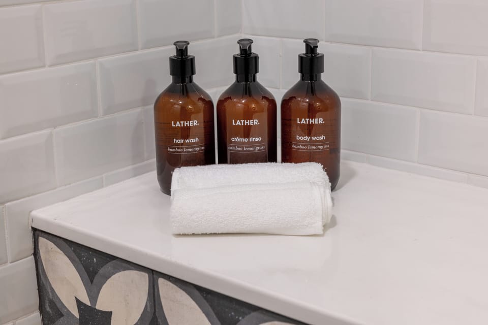 Free toiletries, hair dryer, slippers, towels