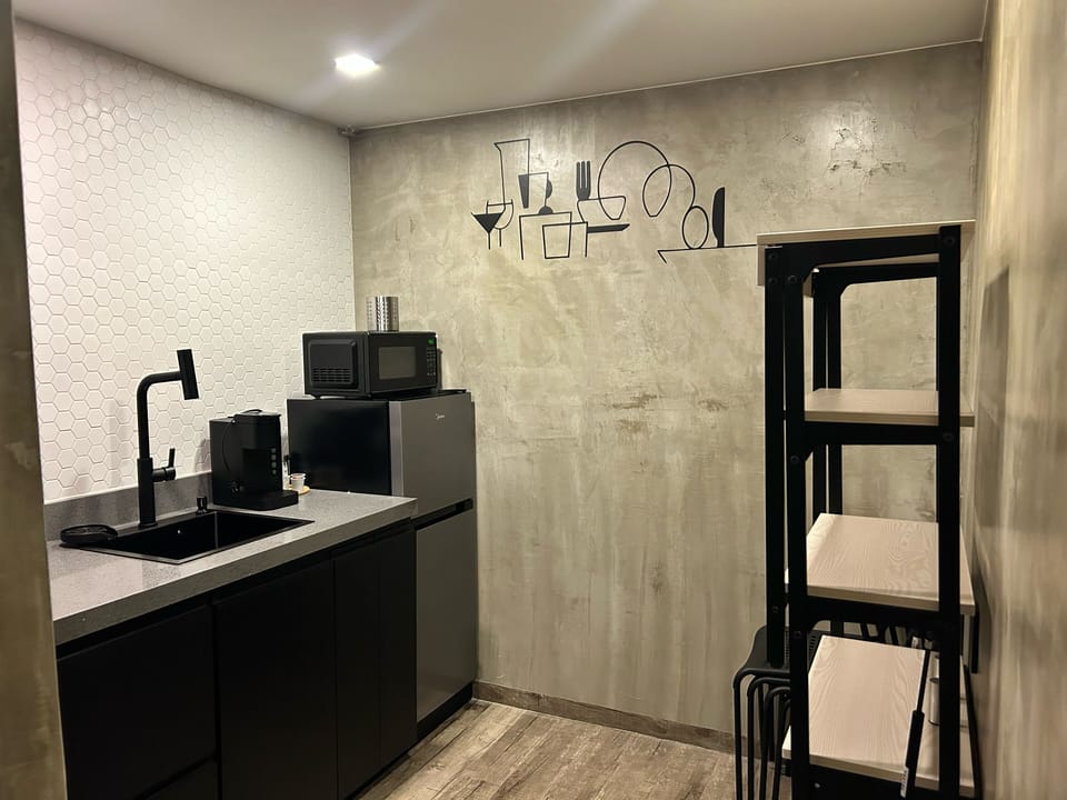 Superior Double Room, 2 Queen Beds, Patio | Private kitchen | Fridge, microwave