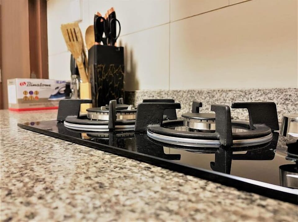 Luxury Apartment, Balcony, City View | Private kitchen | Fridge, microwave, oven, stovetop