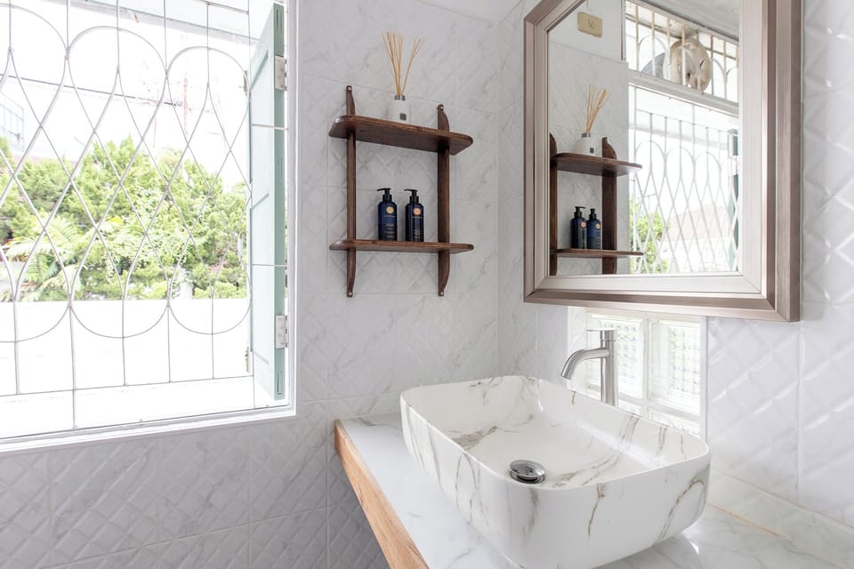 Bathrobes, slippers, towels, soap