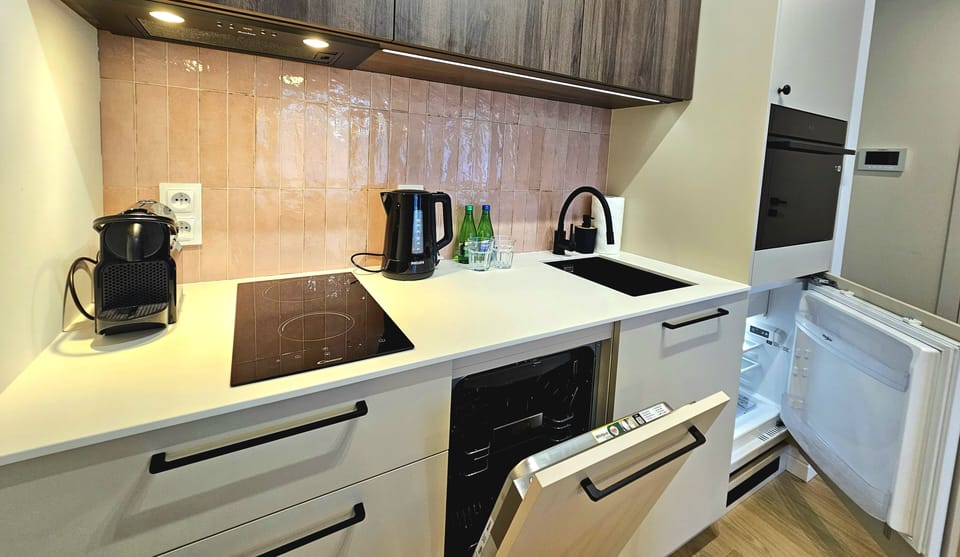 Comfort Apartment, Balcony | Private kitchen | Fridge, microwave, oven, stovetop