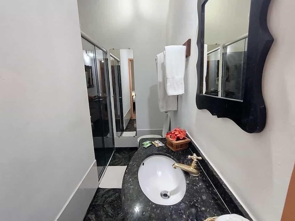 Shower, towels, soap, shampoo