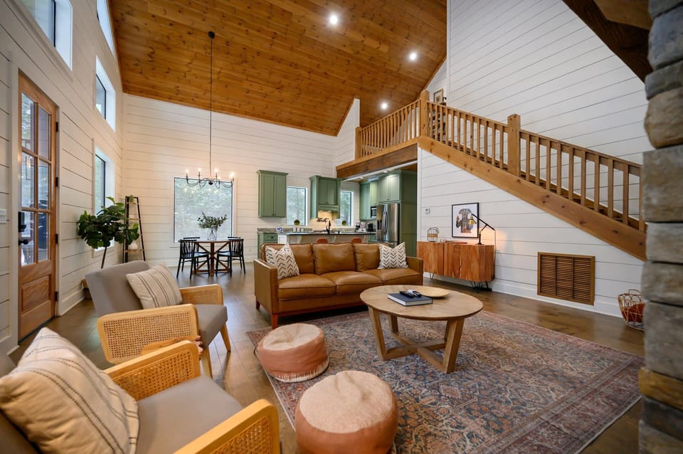 Cabin, Multiple Beds, Hot Tub, Garden View (Once Upon a Pine) | Living area | 42-inch flat-screen TV with digital channels, fireplace