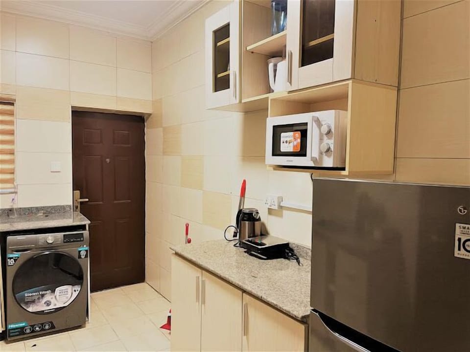 Deluxe Apartment, Balcony, City View | Private kitchen | Fridge, microwave, oven, stovetop