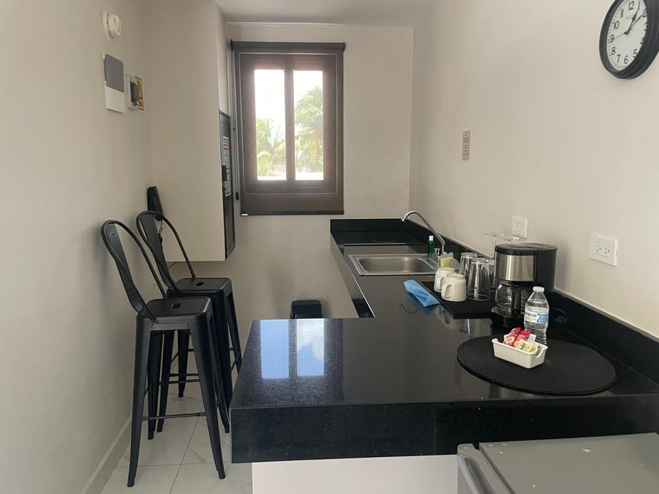 Studio Suite | Private kitchen | Coffee/tea maker, mini-fridge, stovetop, cookware/dishes/utensils