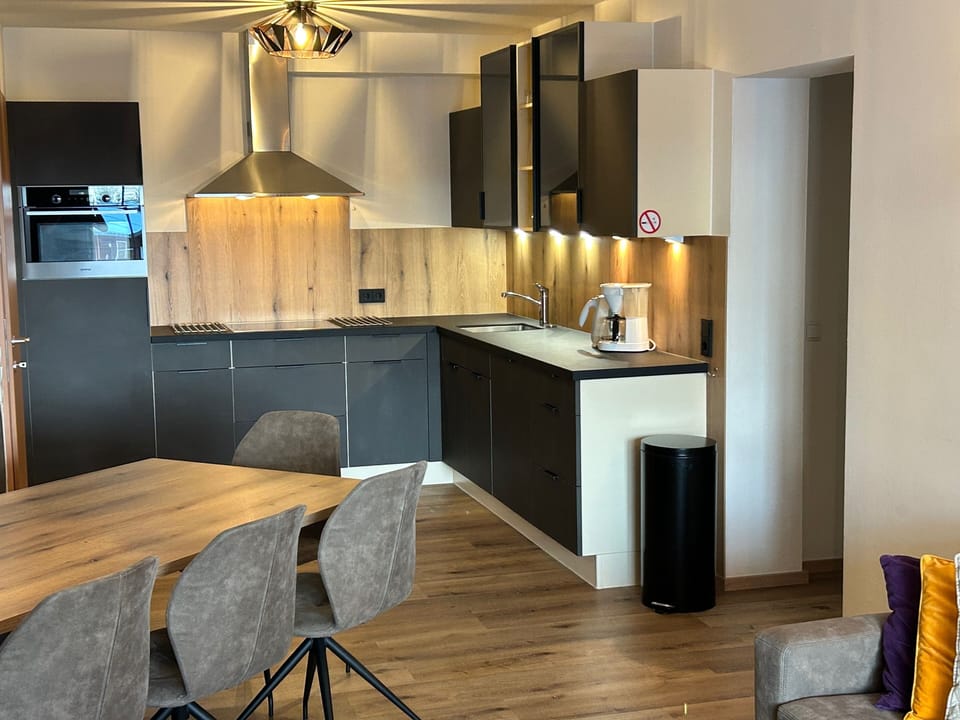 Comfort Apartment, 3 Bedrooms, Sauna, Mountain View | Private kitchen | Coffee/tea maker, electric kettle, toaster, highchair