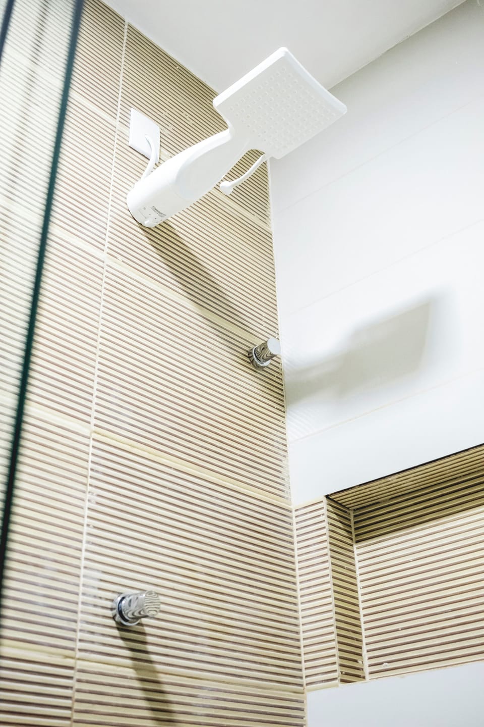 Shower, towels, toilet paper