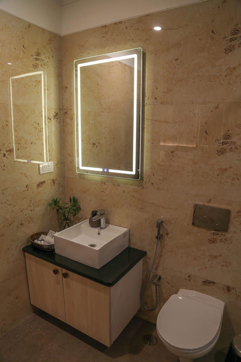 Shower, free toiletries, hair dryer, slippers