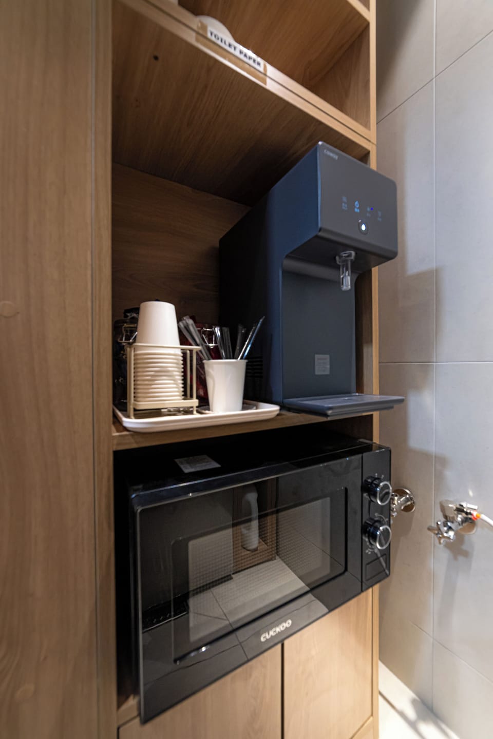 Mini-fridge, microwave