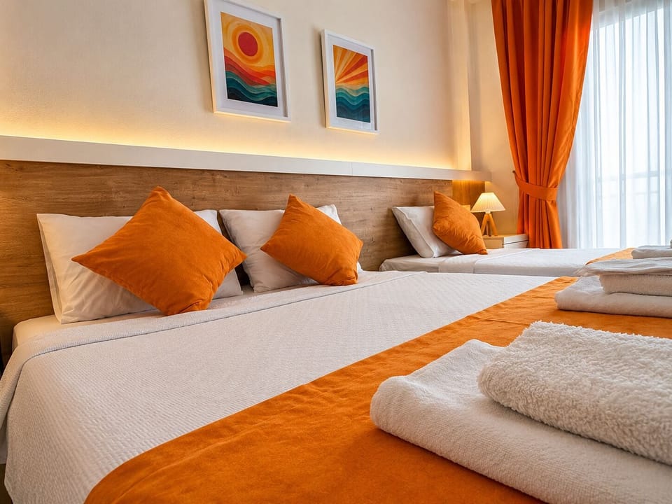 Family Triple Room, Balcony, Garden View | Premium bedding, laptop workspace, WiFi (free), bed sheets