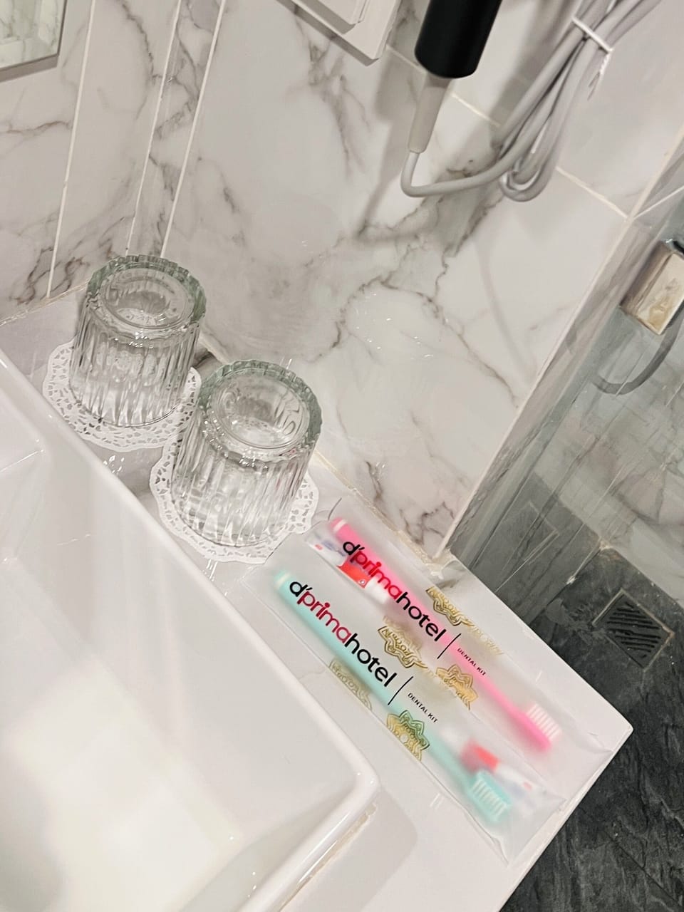 Shower, slippers