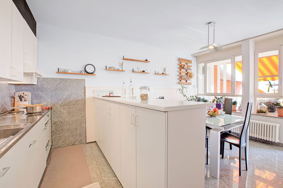 Family Apartment, 1 Bedroom, Terrace, Mountainside (Casa Tecitt with Shared Pool in Val) | Private kitchen | Coffee/tea maker, electric kettle