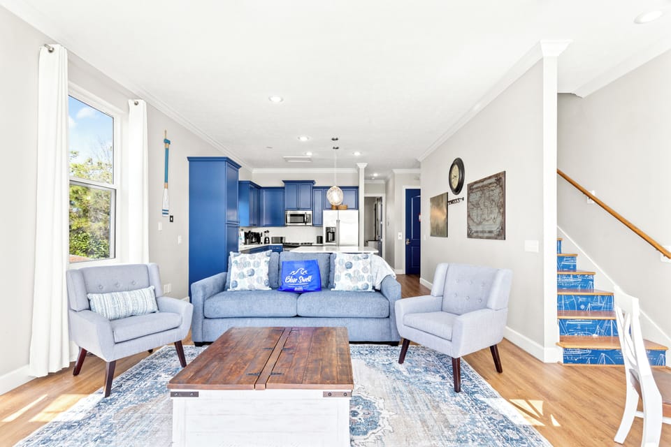 House, Multiple Beds, Balcony, Partial Ocean View (512 Dement Circle Unit A) | Living area | 50-inch flat-screen TV with digital channels