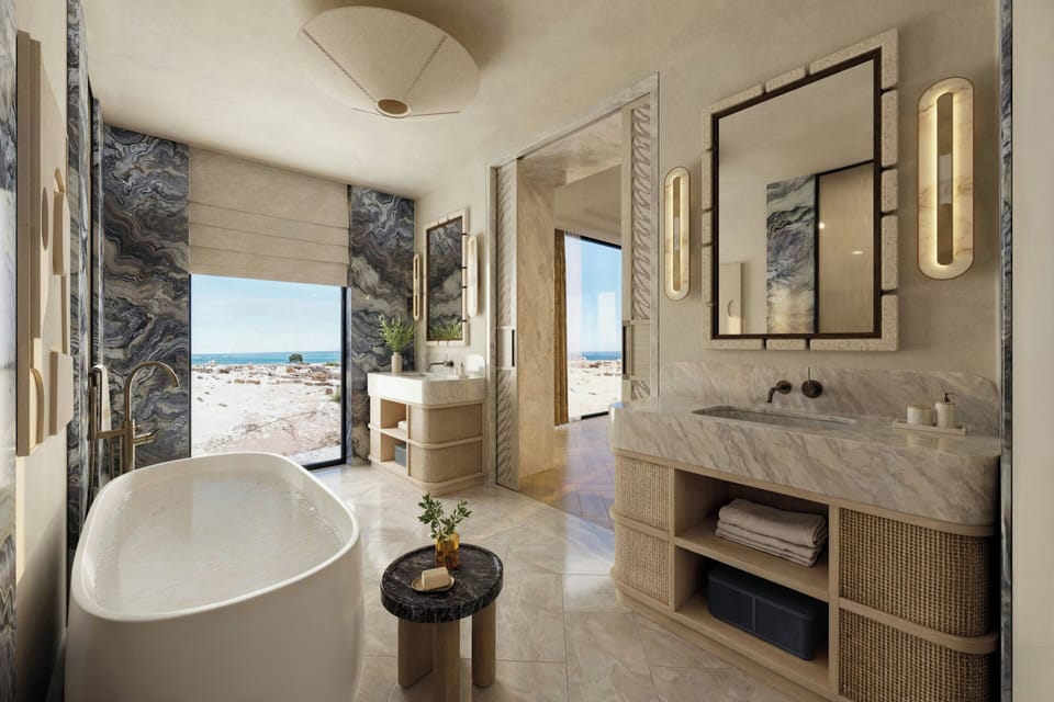 Presidential Suite, 1 Double Bed, Sea View | Bathroom | Shower, hair dryer, bathrobes, slippers