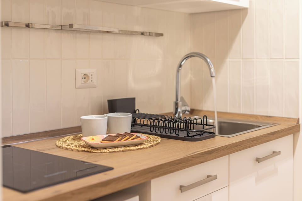 Mini-fridge, microwave, stovetop, toaster