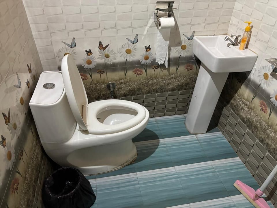 Shower, free toiletries, towels, soap