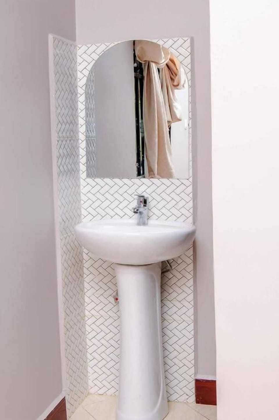 Shower, slippers, towels, soap