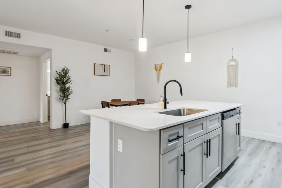 Deluxe Apartment, 2 Bedrooms | Private kitchen | Fridge, microwave, oven, stovetop