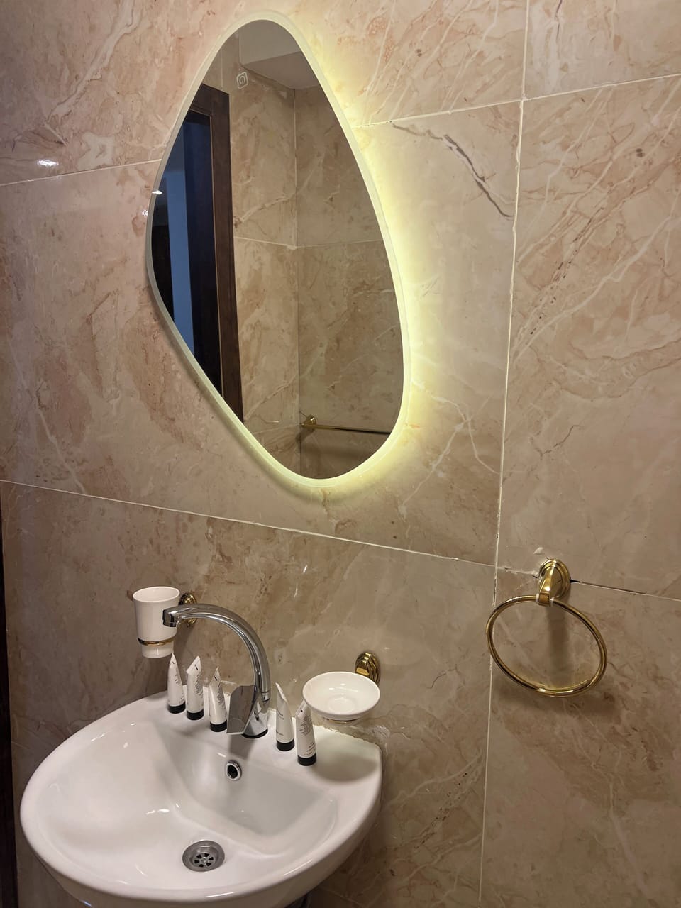 Hair dryer, slippers, bidet, towels