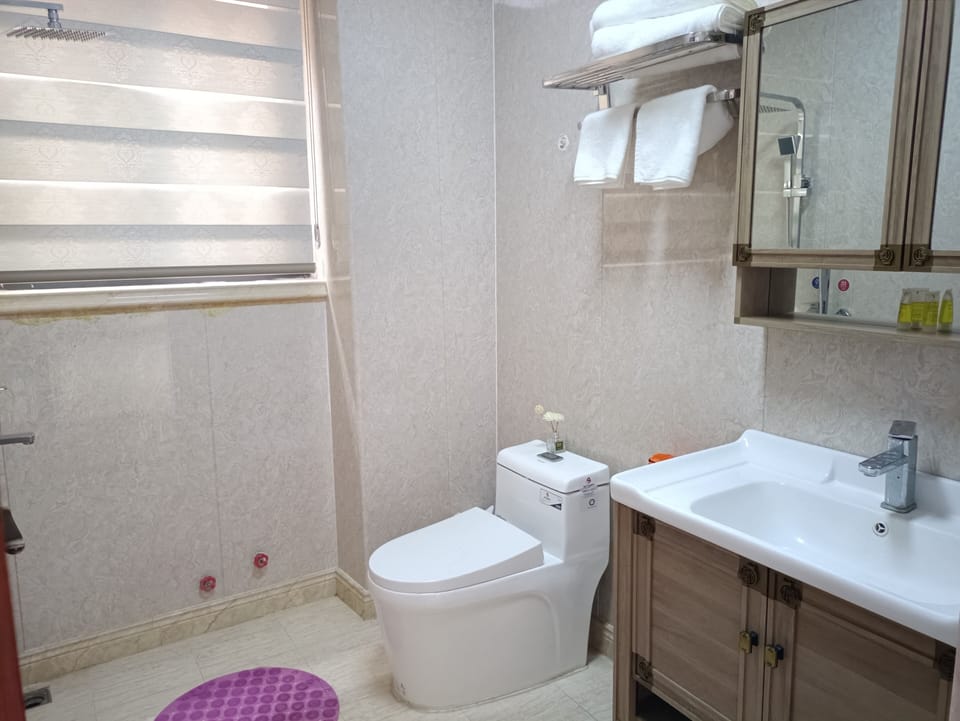 Comfort Double Room, Courtyard View | Bathroom | Shower, free toiletries, hair dryer, towels