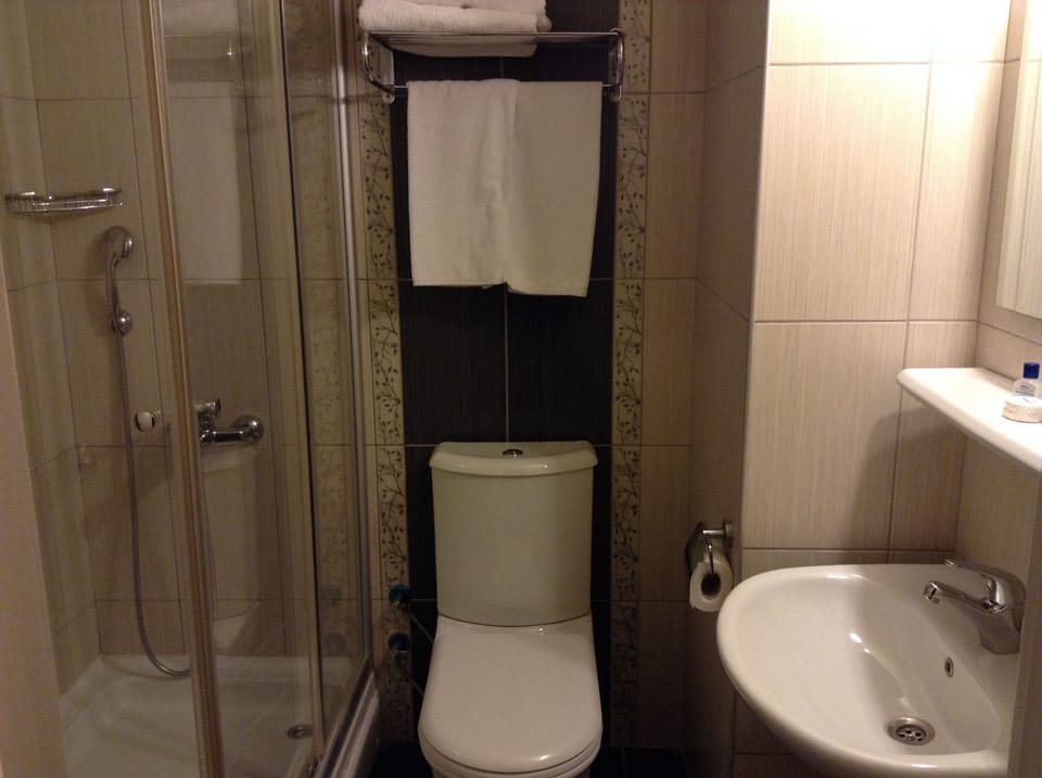 Separate tub and shower, deep soaking tub, hair dryer, slippers