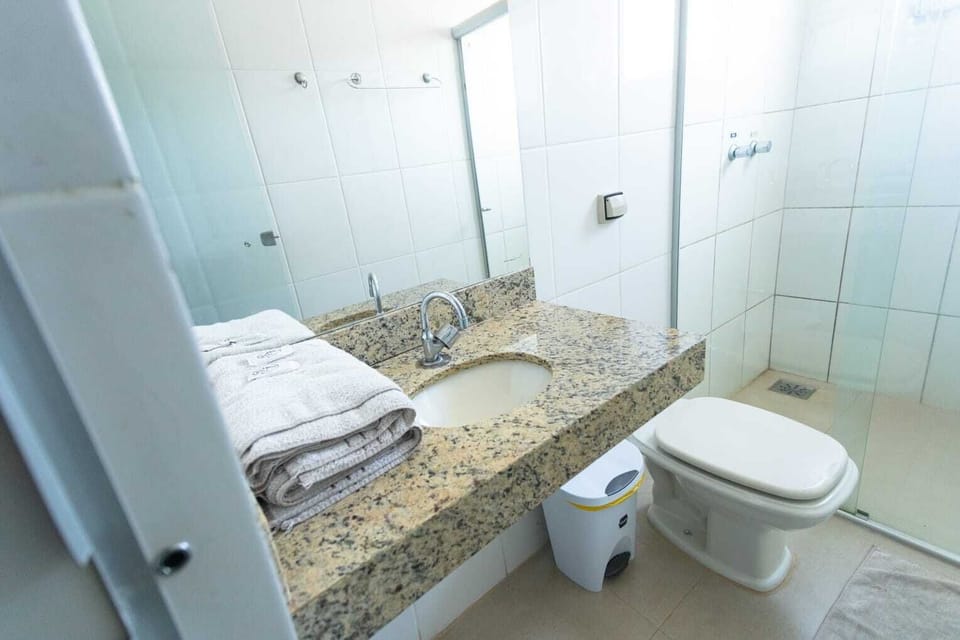 Shower, bidet, towels, soap