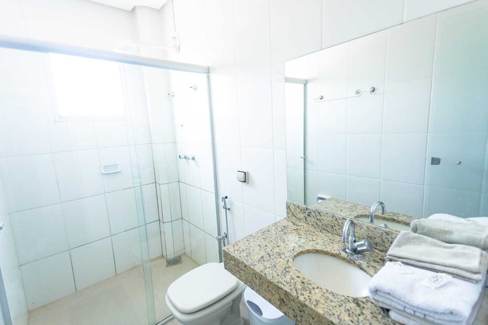Shower, bidet, towels, soap