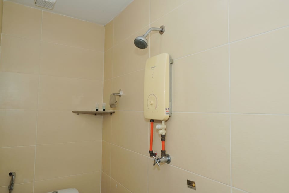 Combined shower/tub, bidet, towels, soap