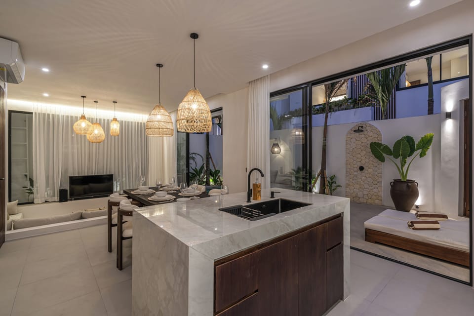 Luxury Villa, Patio, Pool View | Private kitchen | Fridge, microwave, stovetop, coffee/tea maker
