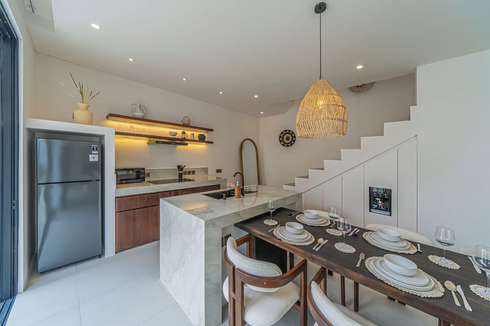 Luxury Villa, Patio, Pool View | Private kitchen | Fridge, microwave, stovetop, coffee/tea maker