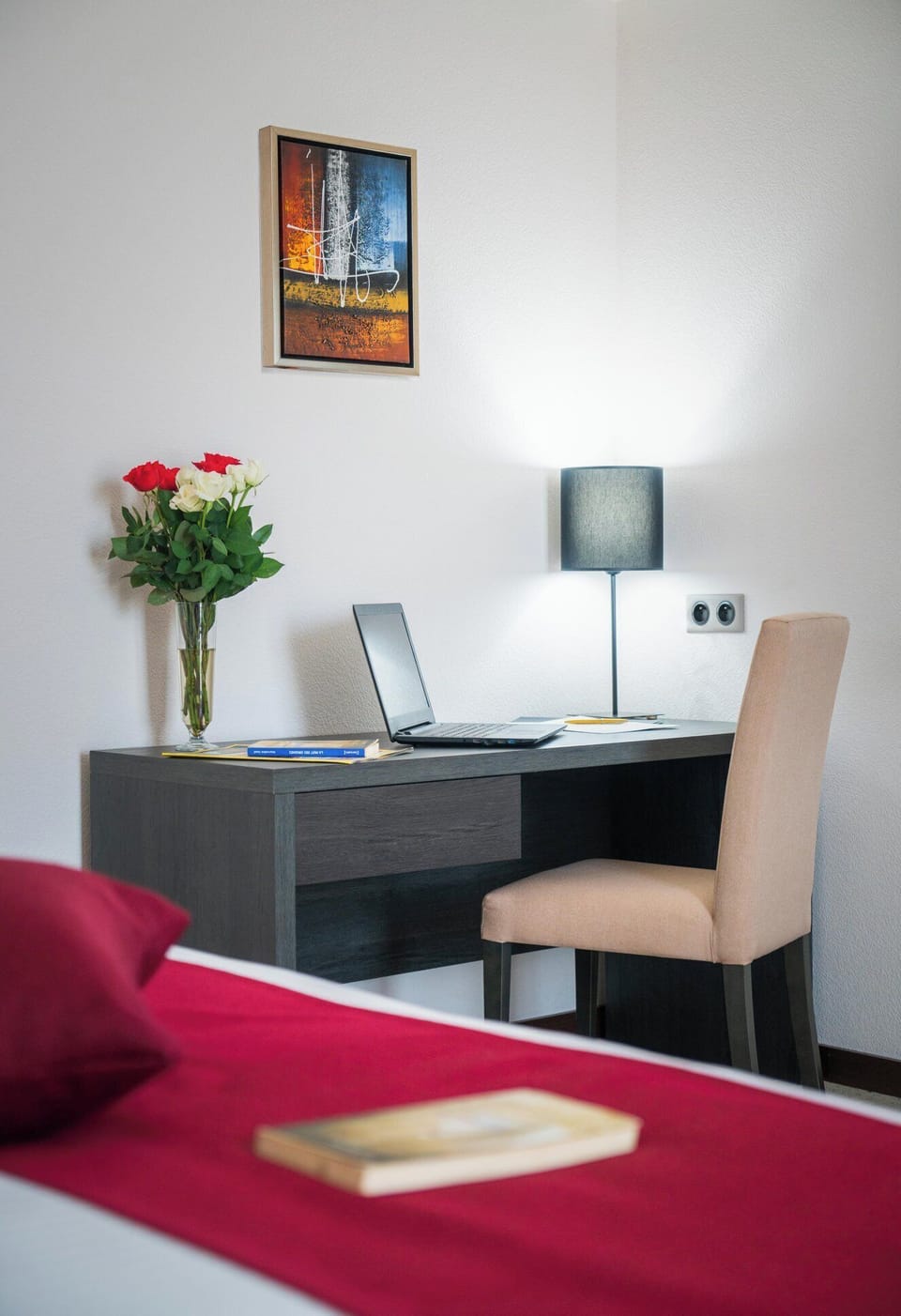 Minibar, desk, laptop workspace, blackout drapes