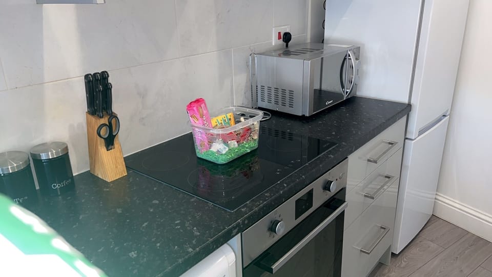 Apartment | Private kitchen | Fridge, microwave, oven, stovetop