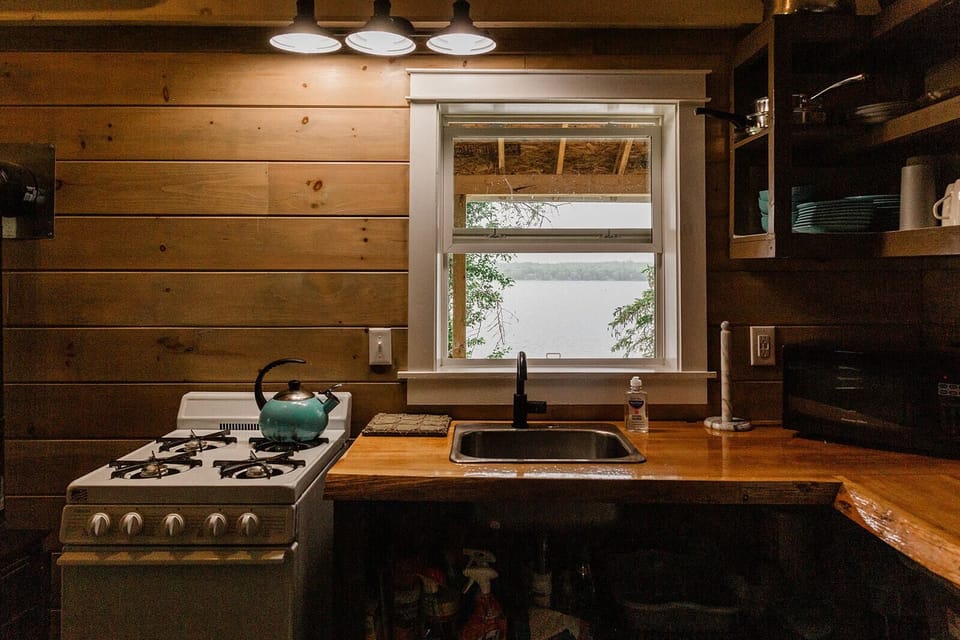 Cabin, Lake View | Private kitchen | Fridge, microwave, oven, stovetop