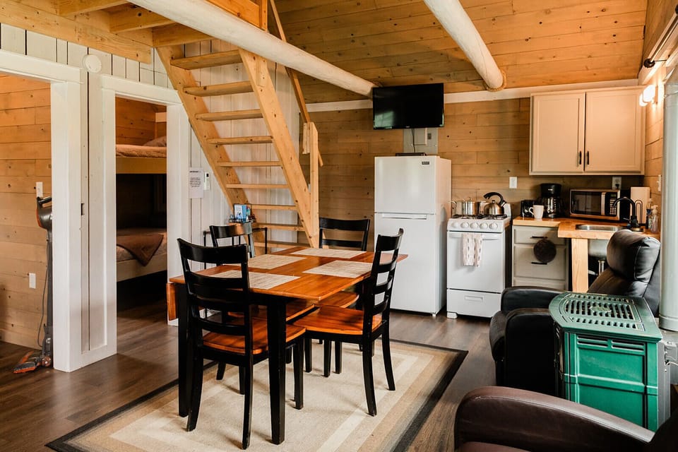 Cabin, Multiple Beds, Lakeside | Private kitchen | Fridge, microwave, oven, stovetop