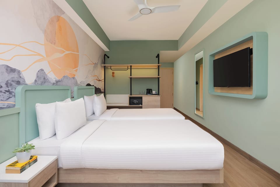 In-room safe, desk, laptop workspace, blackout drapes
