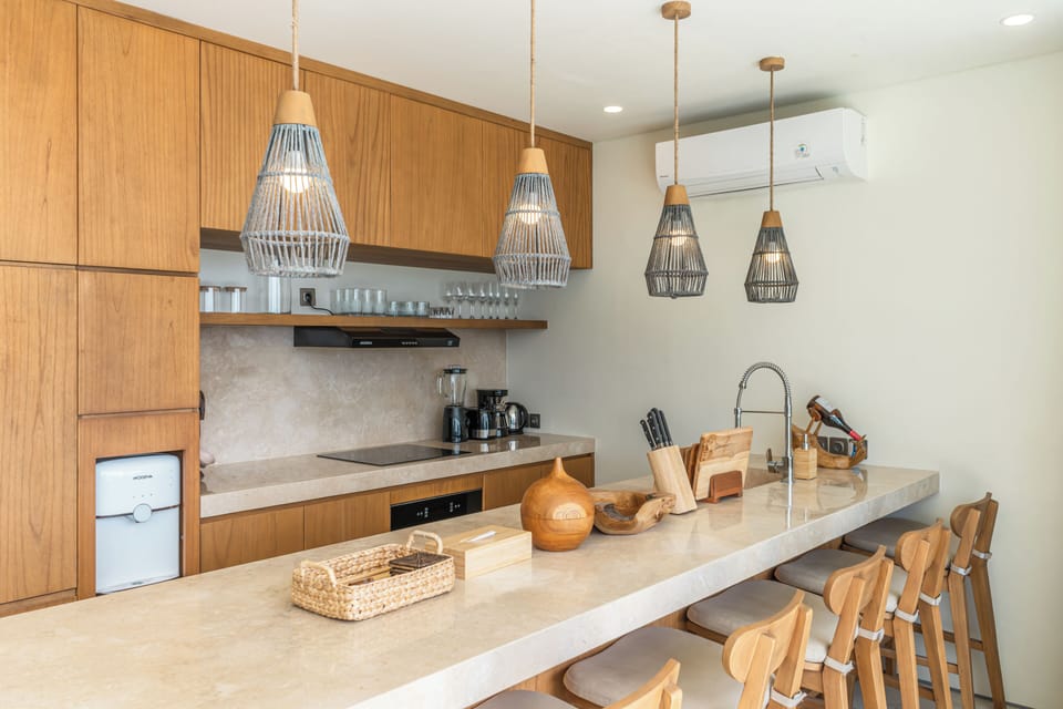 Luxury Villa, Patio, Pool View | Private kitchen | Fridge, microwave, oven, stovetop