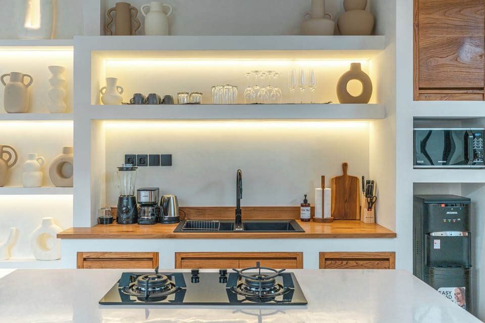 Luxury Villa, Balcony, Pool View | Private kitchen | Fridge, oven, stovetop, coffee/tea maker
