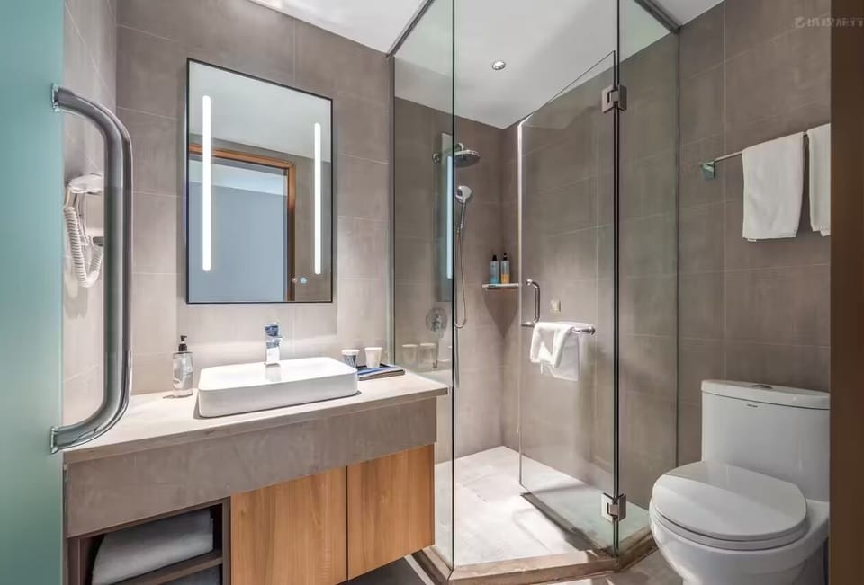 Standard Twin Room, Non Smoking | Bathroom | Shower, hair dryer, slippers, towels
