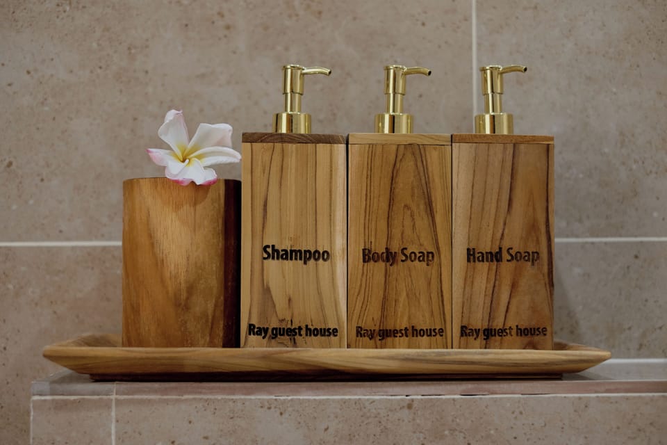 Free toiletries, slippers, soap, shampoo