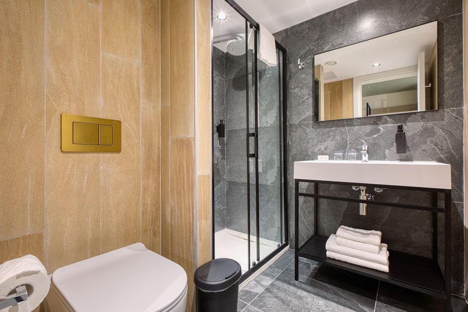 Superior Double Room | Bathroom | Shower, hair dryer, towels, soap