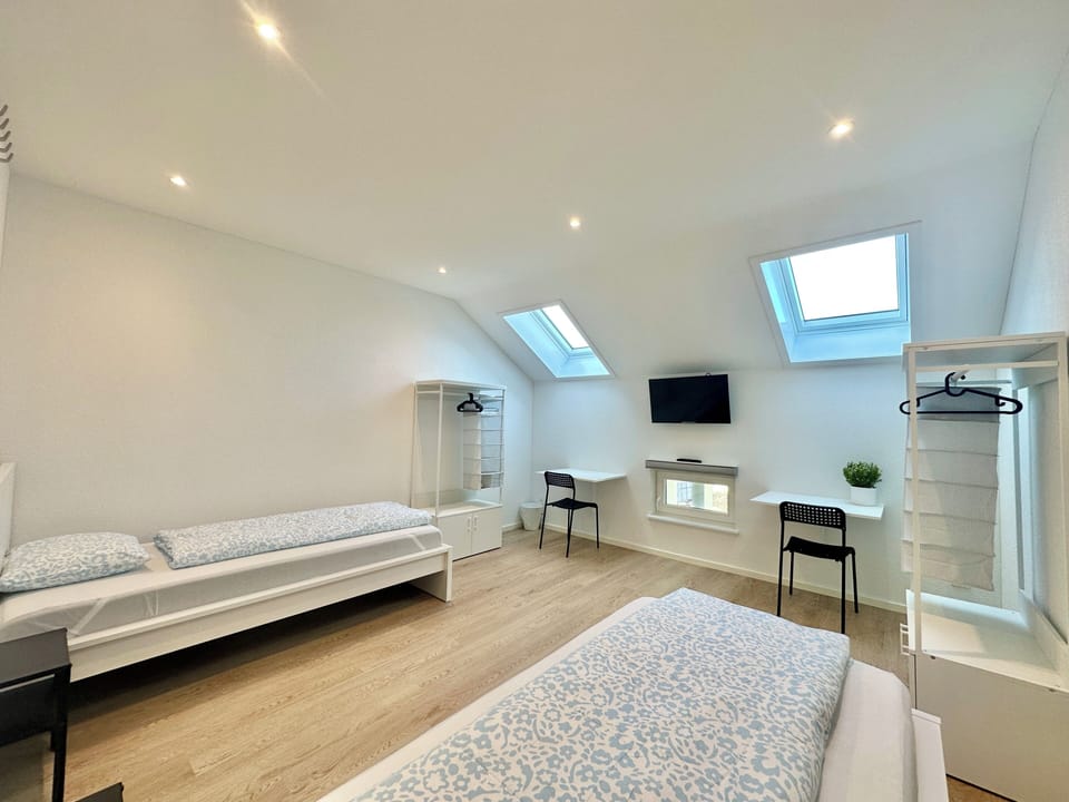 Desk, laptop workspace, free WiFi, bed sheets