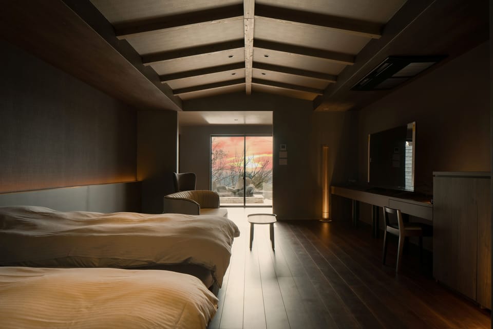[Nakatsugawa] Twinroom with open-air bath, Non Smoking | Down comforters, in-room safe, desk, WiFi (free)